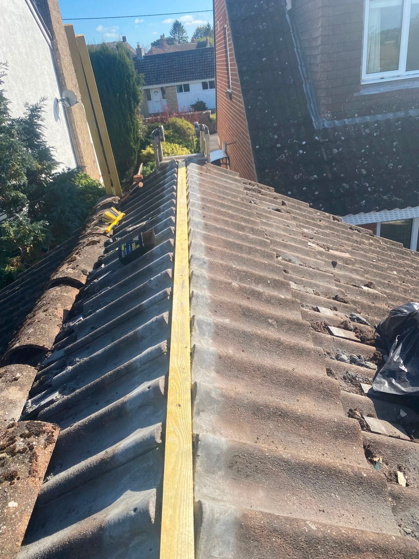 New ridge batten fitted ahead of dry ridge system
